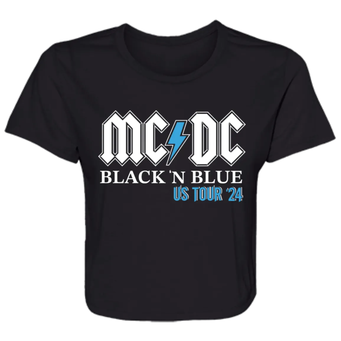 MCDC Detroit Football - White & Blue Flowy Cropped Tee