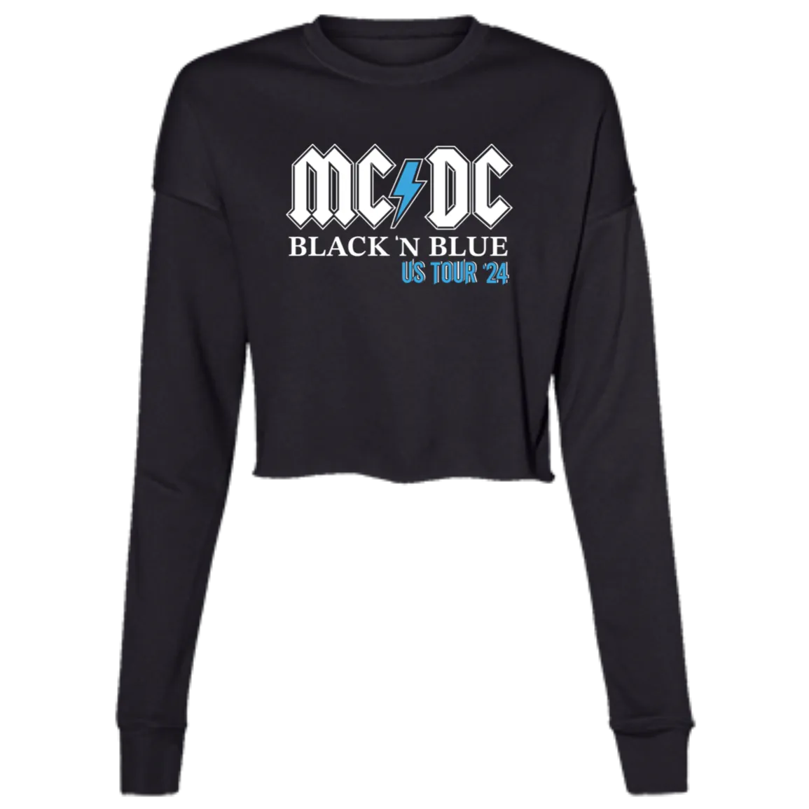 MCDC Detroit Football - White & Blue Women's Cropped Crewneck Sweatshirt