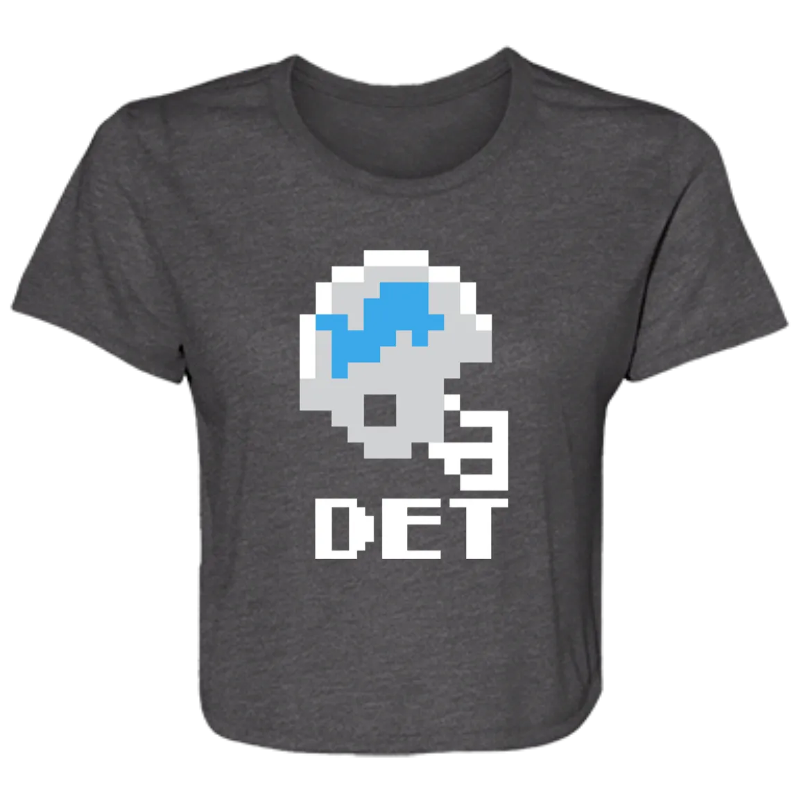 Detroit Football 8bit - Vintage Grey Flowy Cropped Tee