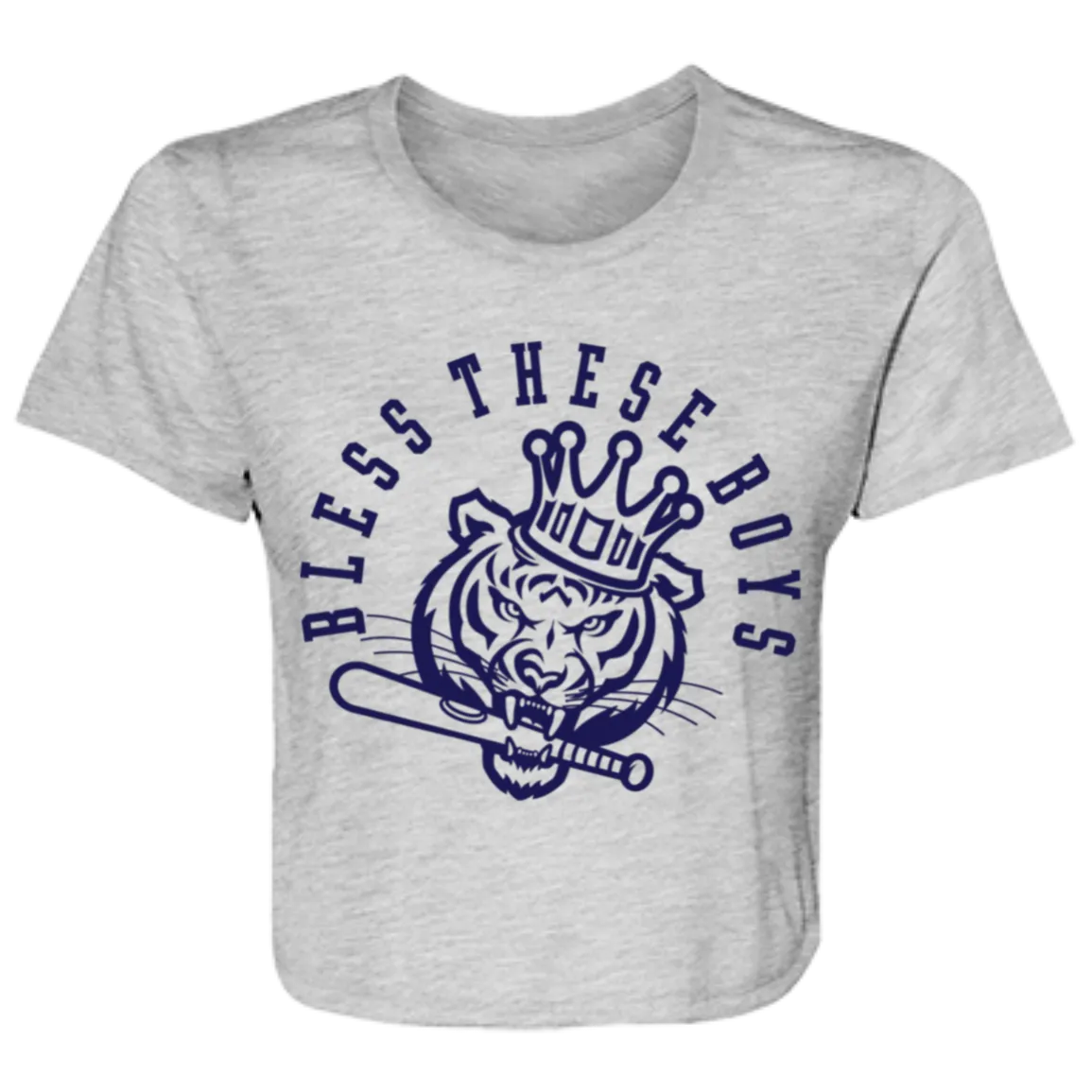 Bless These Boys - Navy Women's Flowy Cropped T-Shirt