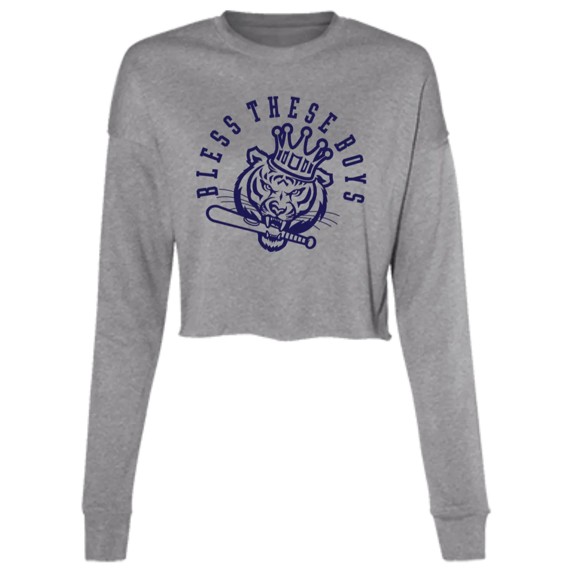 Bless These Boys - Navy Women's Cropped Crewneck Sweatshirt