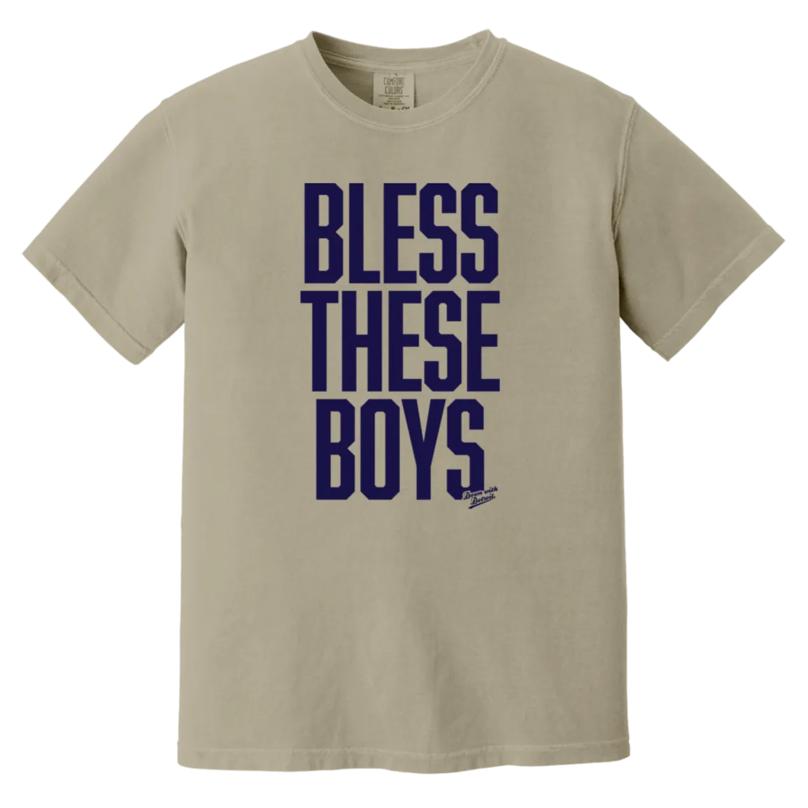 Bless These Boys Block Font - Navy Vintage Washed T-Shirt