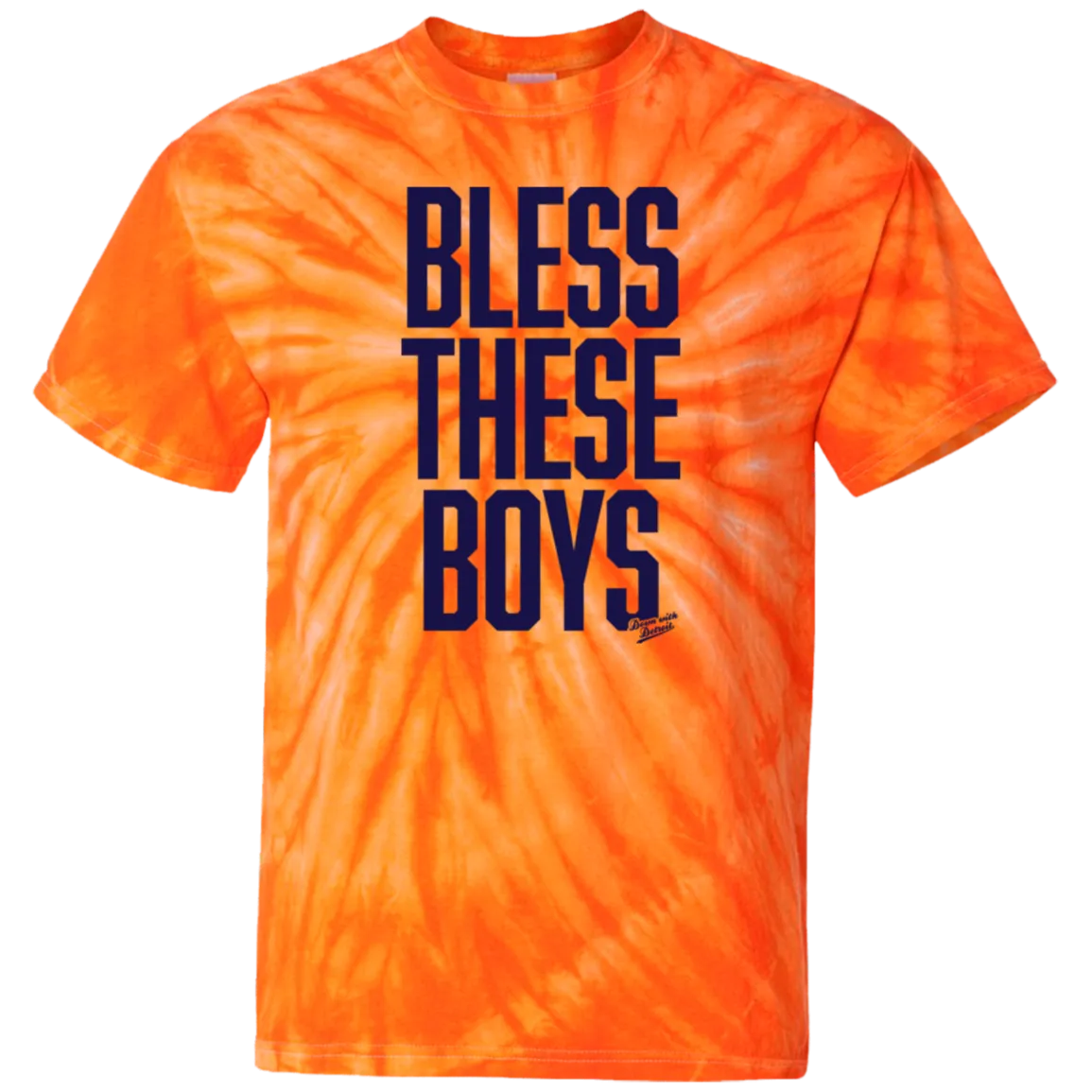 Bless These Boys Block Font - Navy Unisex Tie Dye T-Shirt