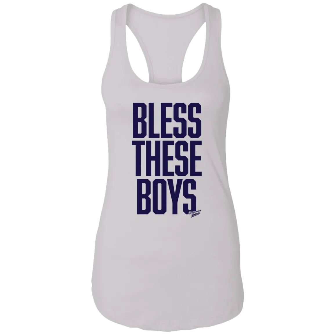 Bless These Boys Block Font - Navy Women's Racerback Tank