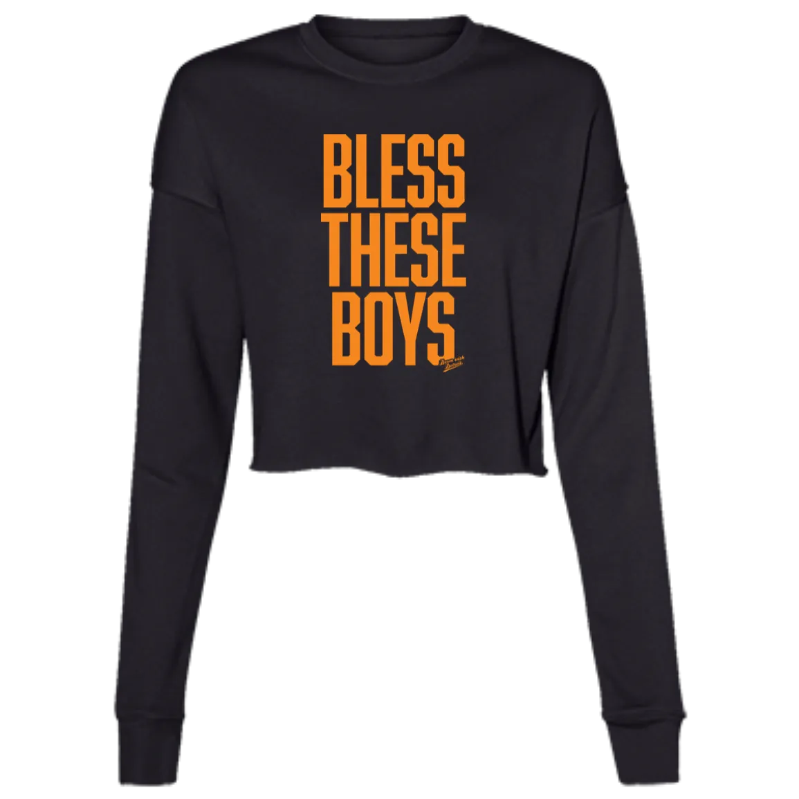 Bless These Boys - Block Font - Orange Women's Cropped Crewneck Sweatshirt