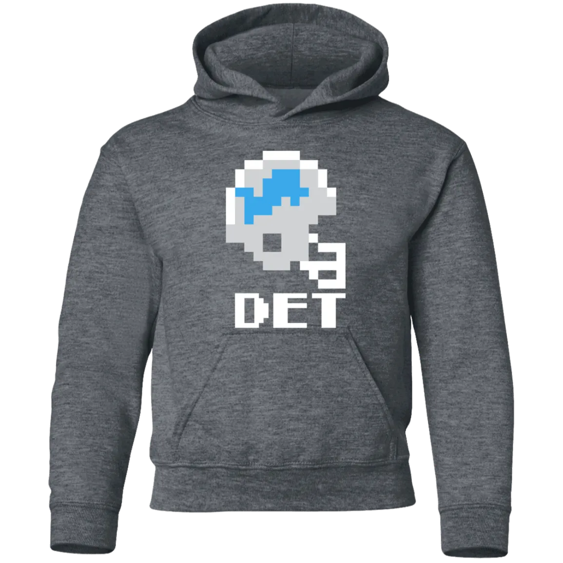 Detroit Football 8bit - Vintage Grey Kids Unisex Classic Hoodie