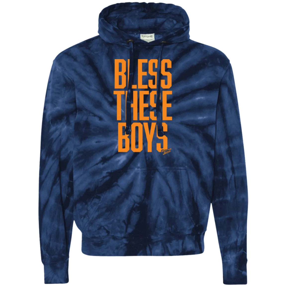 Bless These Boys - Block Font - Orange Unisex Tie-Dyed Hoodie