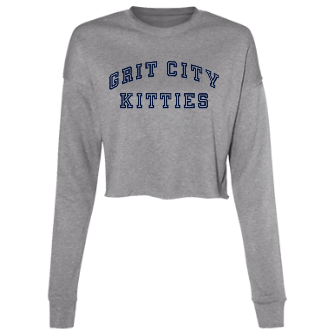 Grit City Kitties - Navy Women's Cropped Crewneck Sweatshirt