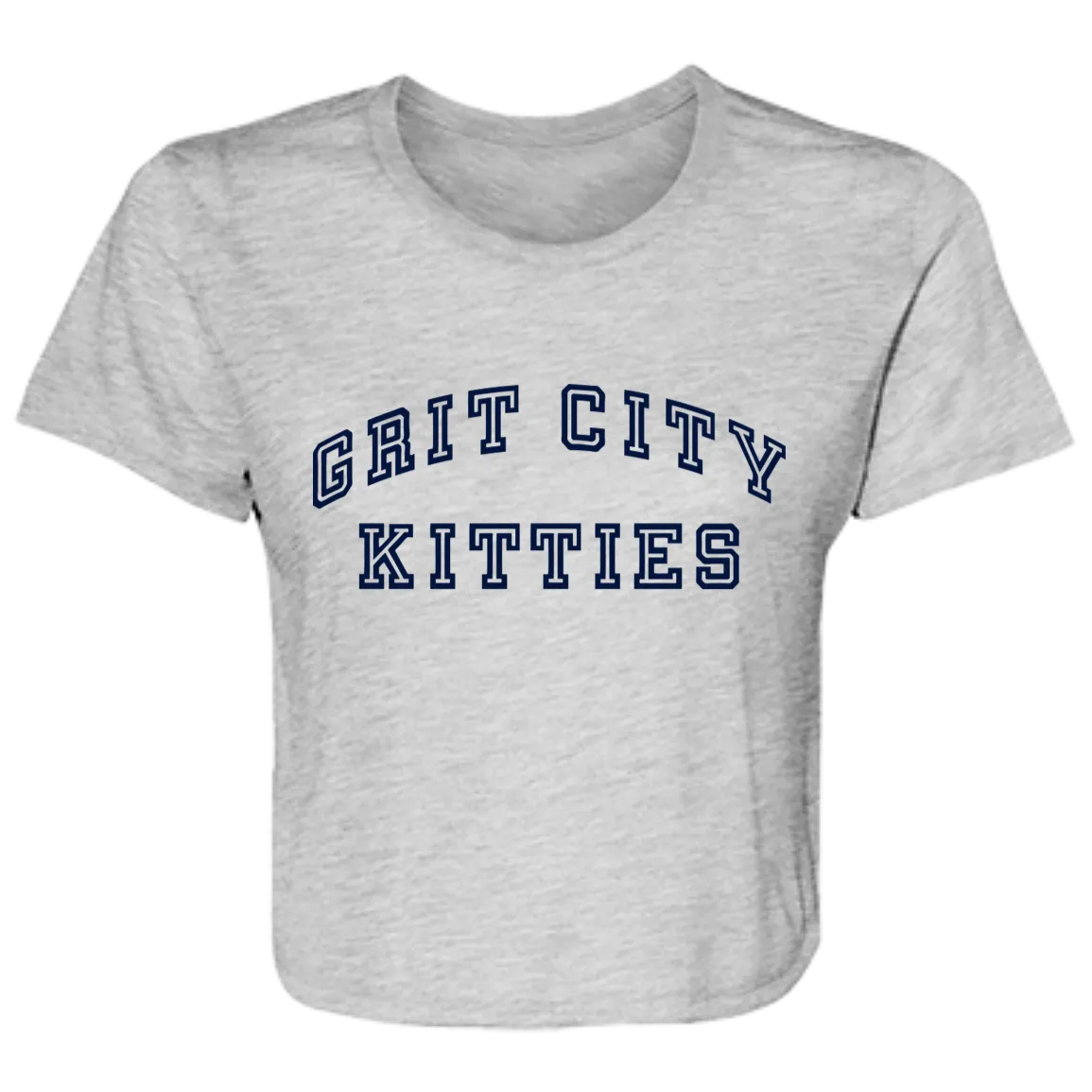 Grit City Kitties - Navy Women's Flowy Cropped T-Shirt