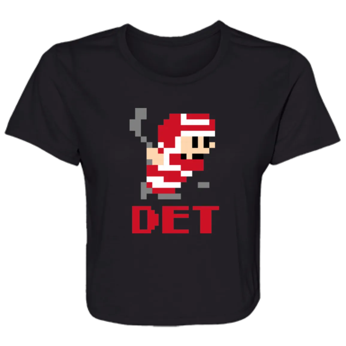 8bit Det Hockey - Red Flowy Cropped Tee