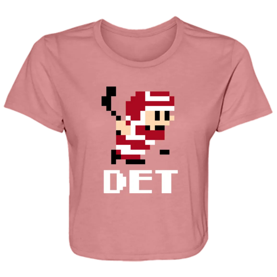 8bit Det Hockey - White Flowy Cropped Tee