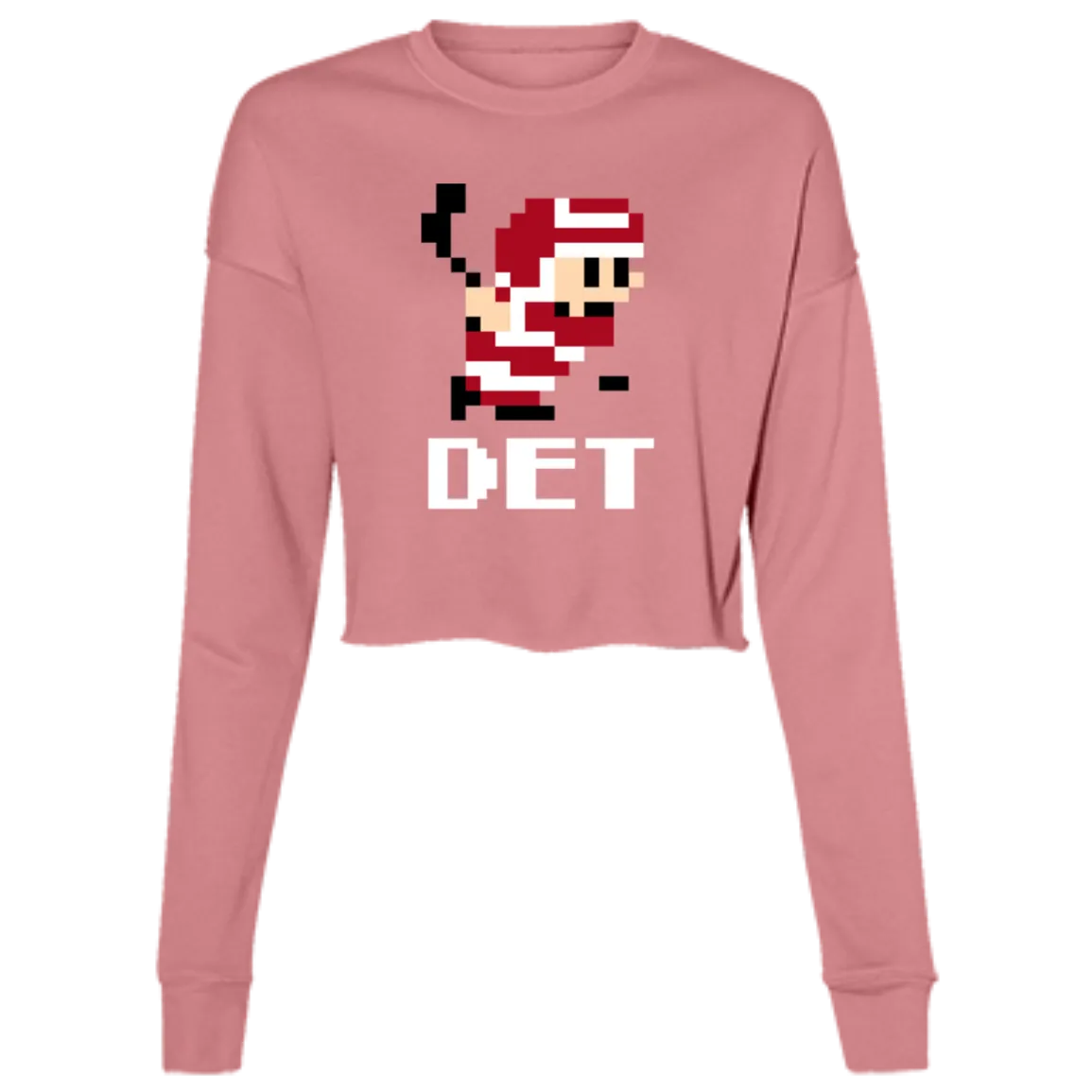 8bit Det Hockey - White Women's Cropped Crewneck Sweatshirt