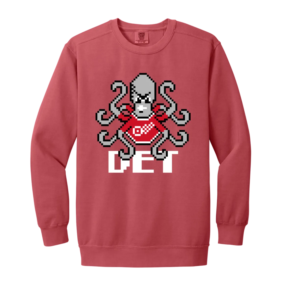 8bit Det Octopus - White Vintage Wash Crewneck Sweatshirt