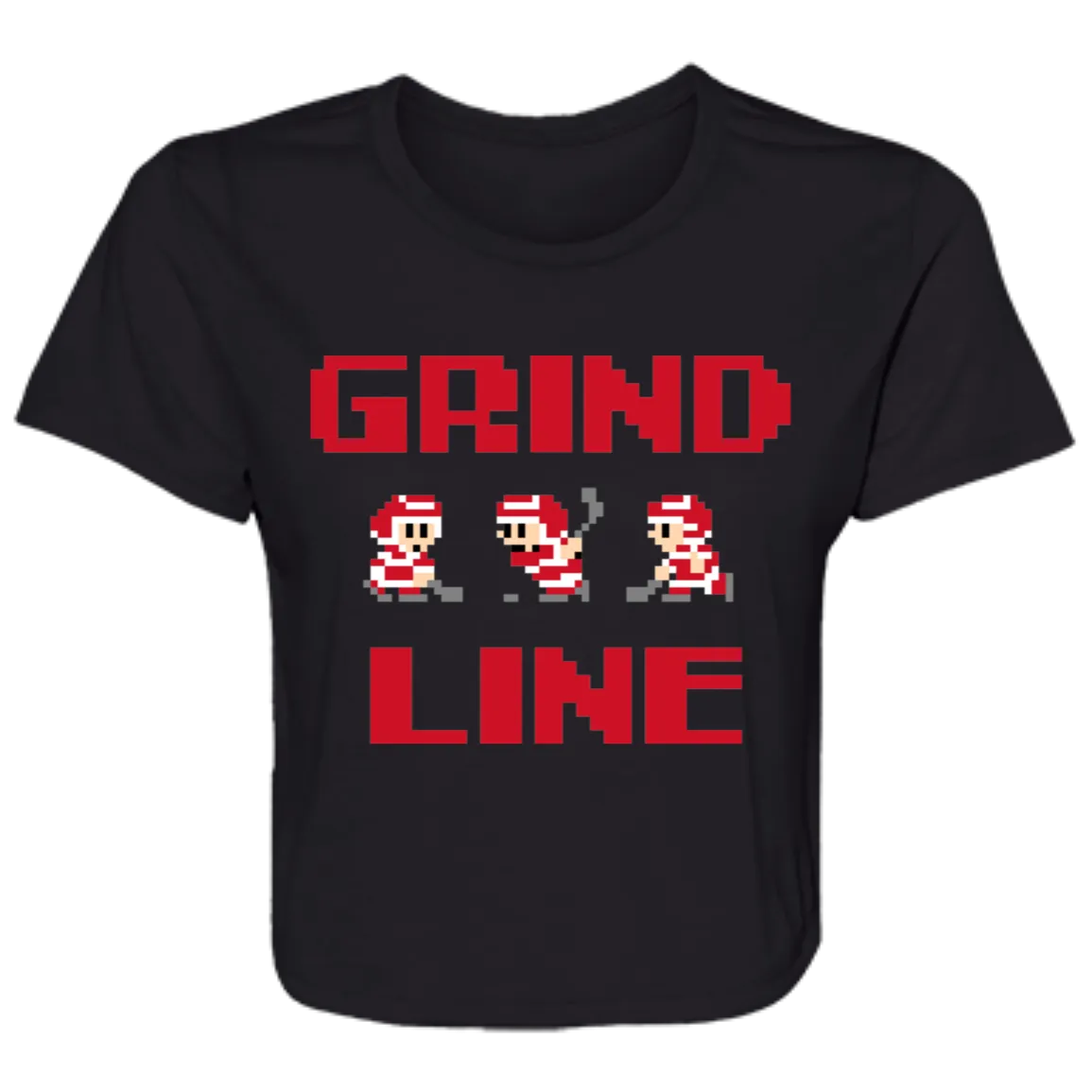 8bit Grind Line - Red Flowy Cropped Tee