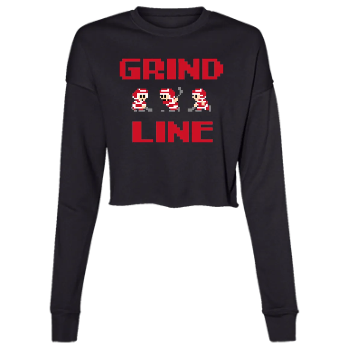 8bit Grind Line - Red Women's Cropped Crewneck Sweatshirt