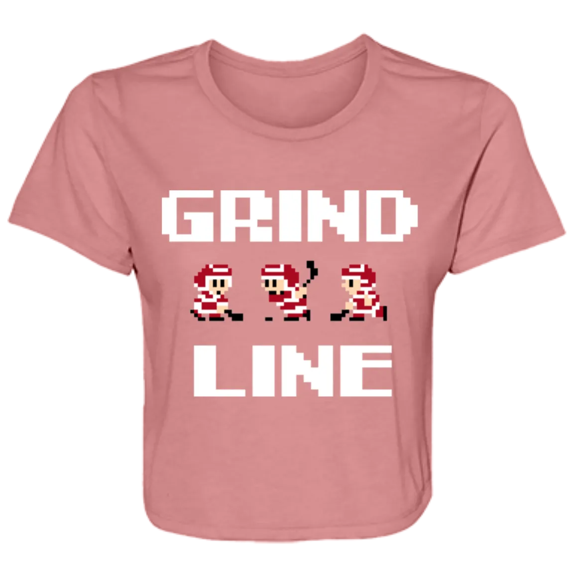 8bit Grind Line - White Flowy Cropped Tee