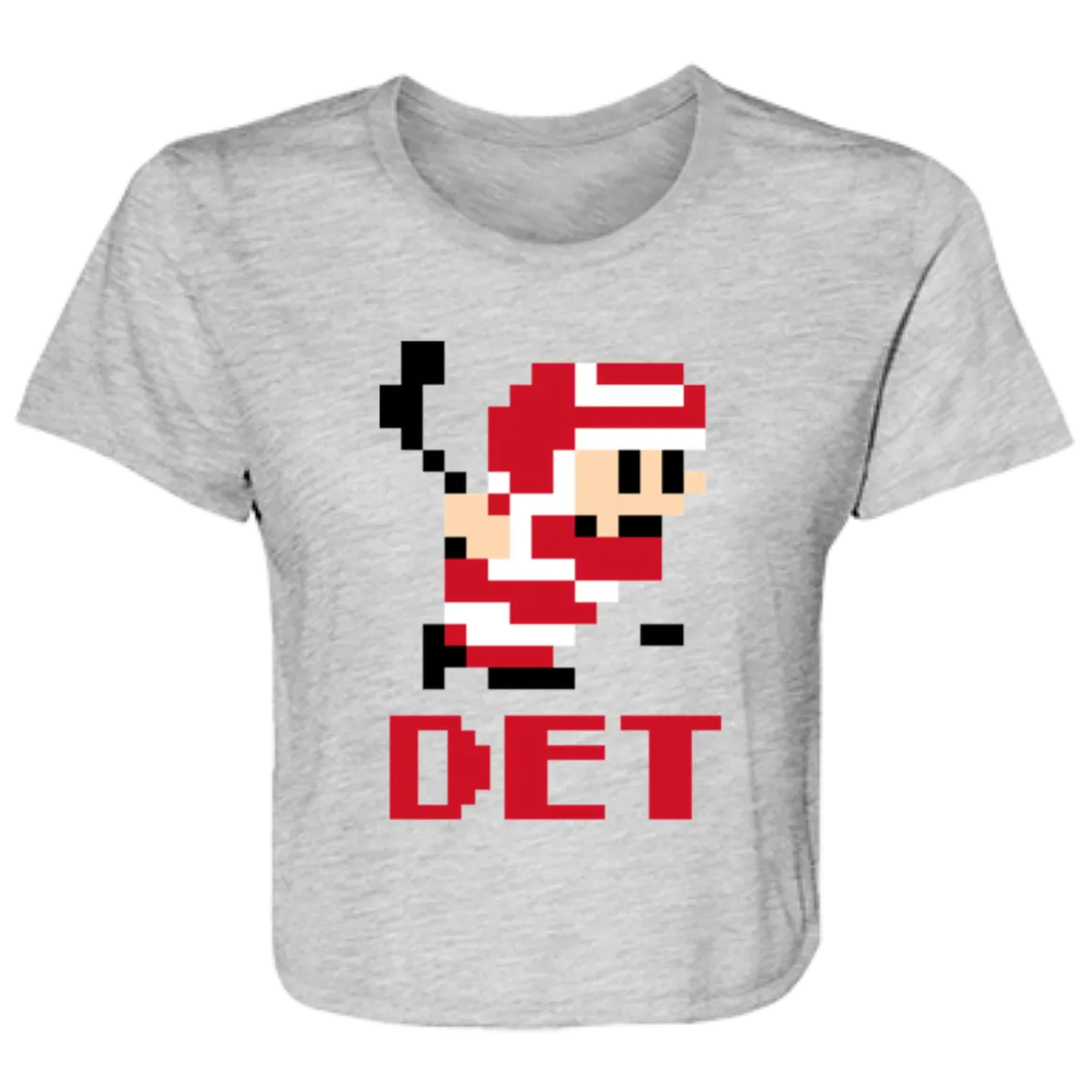 8bit Det Hockey - Red + Black Flowy Cropped Tee