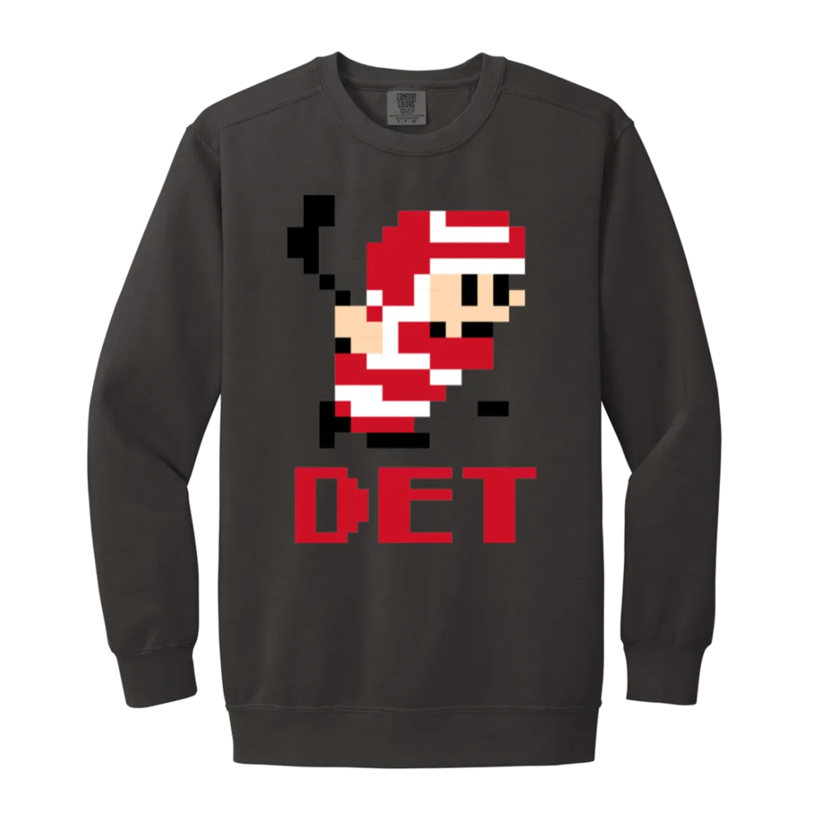 8bit Det Hockey - Red + Black Vintage Wash Crewneck Sweatshirt