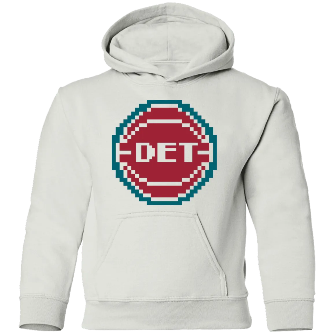 8bit Detroit Basketball - Teal Kids Unisex Classic Hoodie
