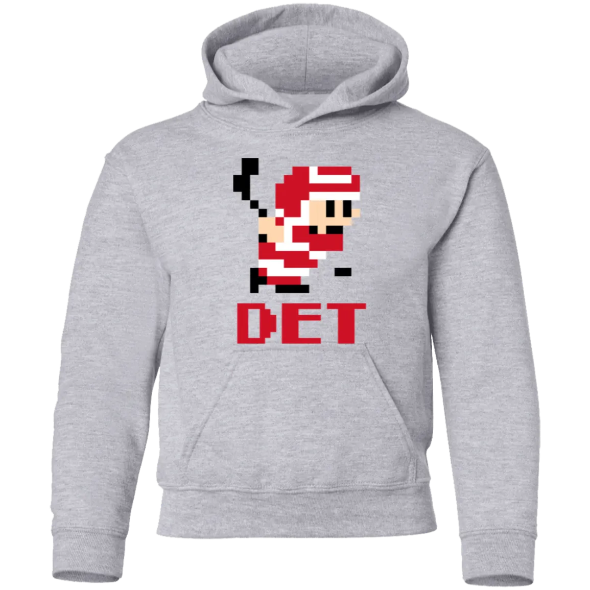 8bit Det Hockey - Red + Black Kids Unisex Classic Hoodie