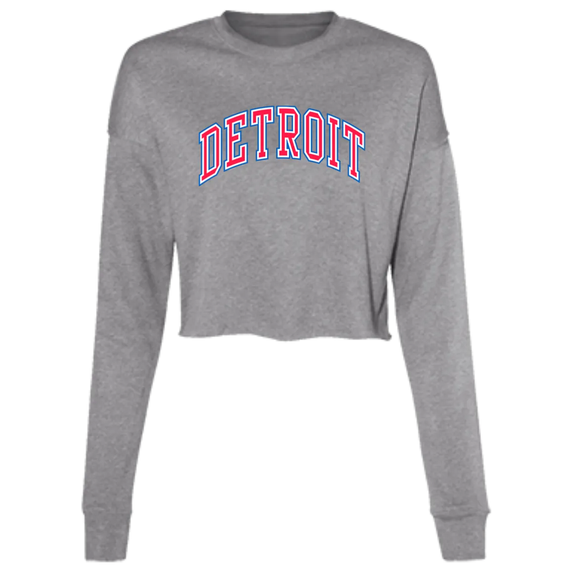 Detroit Basketball Arch - Red Women's Cropped Crewneck Sweatshirt
