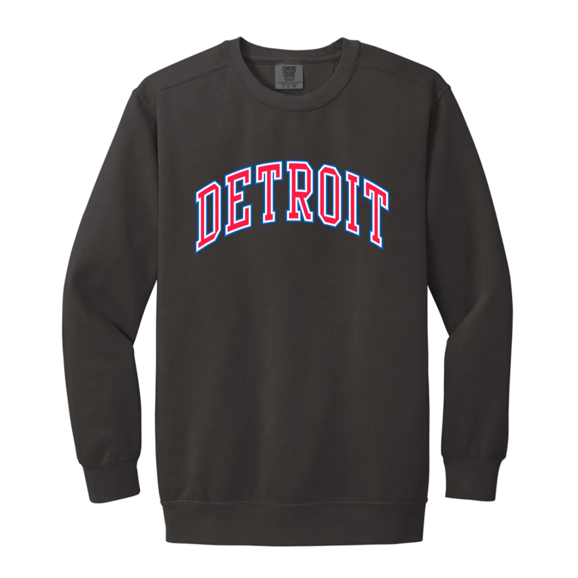 Detroit Basketball Arch - Red Vintage Wash Crewneck Sweatshirt
