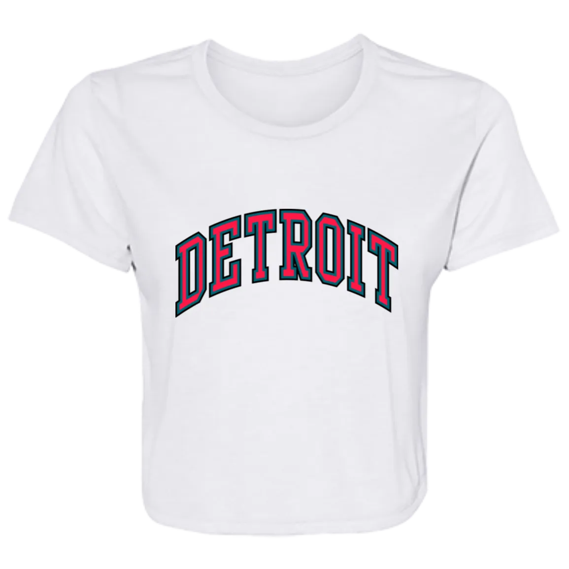 Detroit Basketball Arch - Teal Flowy Cropped Tee