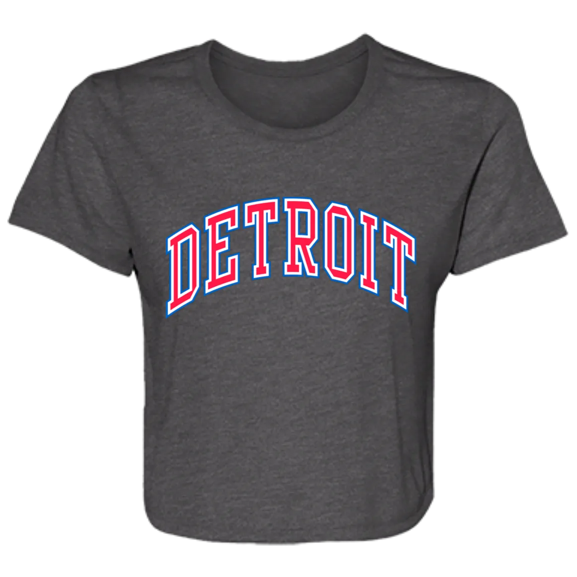 Detroit Basketball Arch - Red Flowy Cropped Tee