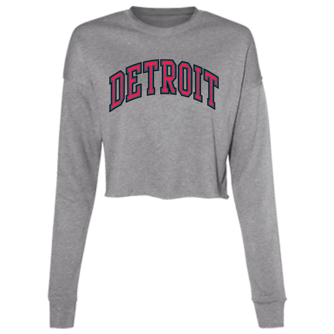 Detroit Basketball Arch - Teal Women's Cropped Crewneck Sweatshirt