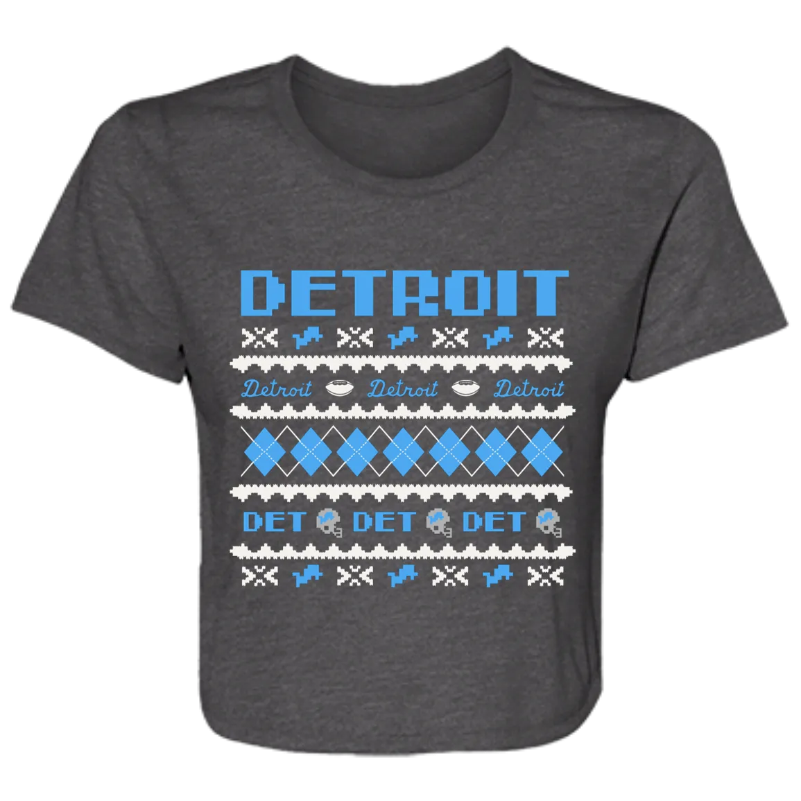 Detroit Football Sweater - White Flowy Cropped Tee