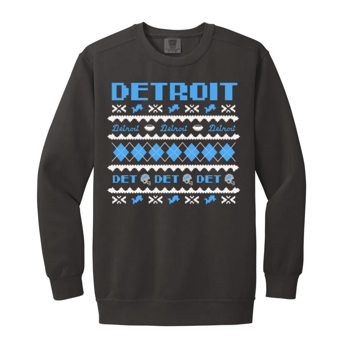 Detroit Football Sweater - White Vintage Wash Crewneck Sweatshirt