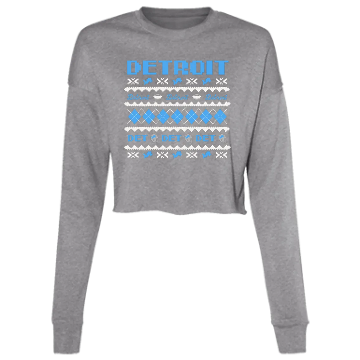 Detroit Football Sweater - White Women's Cropped Crewneck Sweatshirt