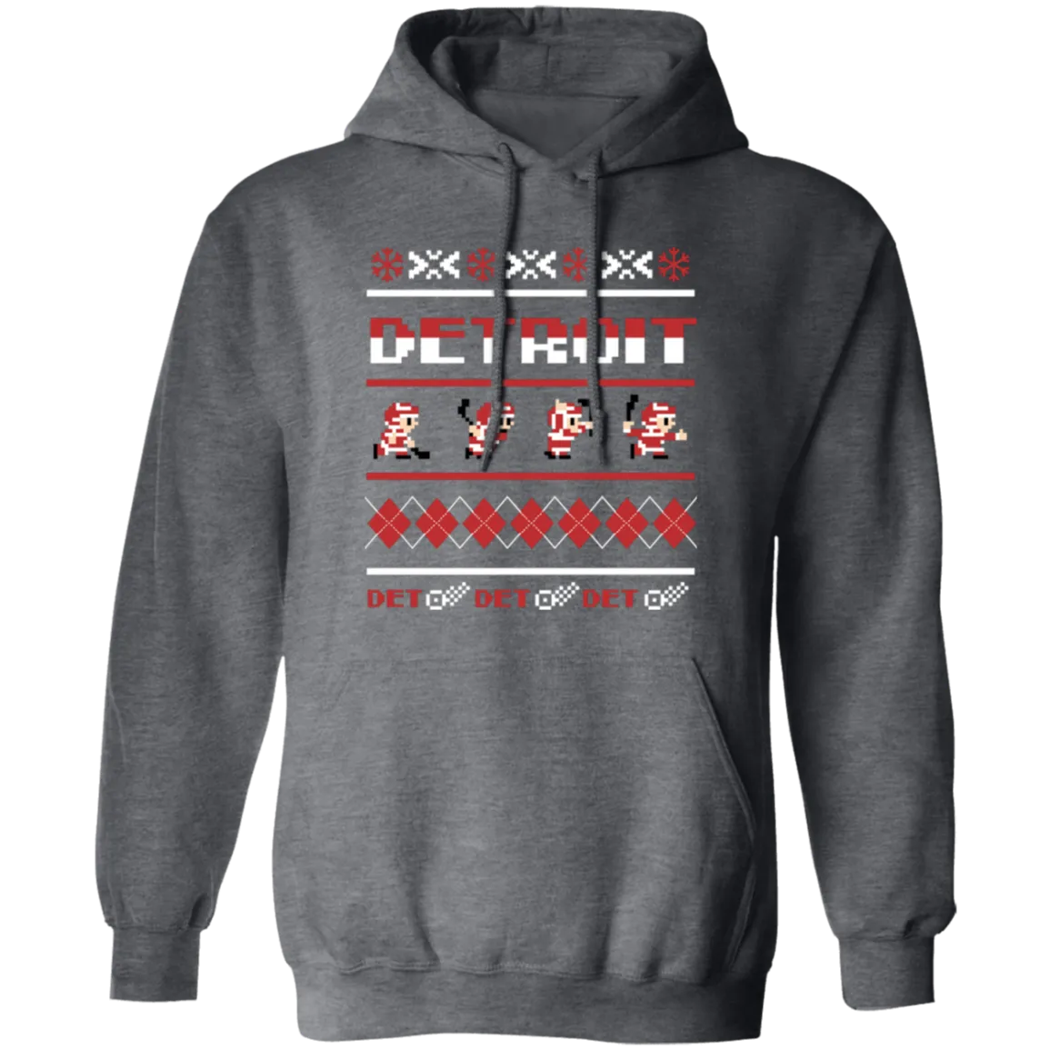 Detroit Hockey Sweater - Red + White Classic Unisex Hoodie