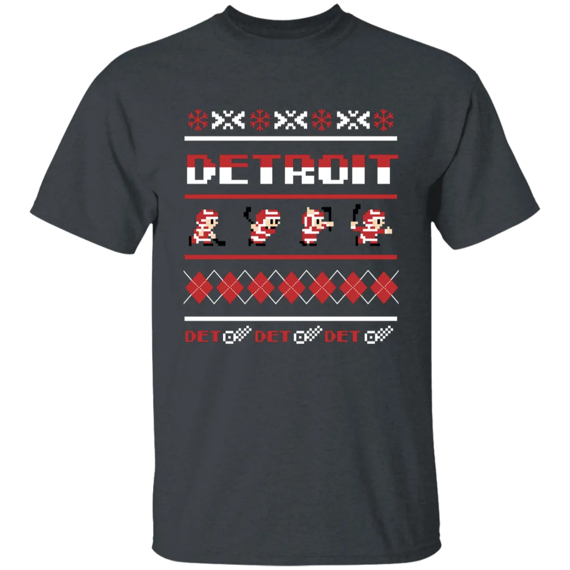 Detroit Hockey Sweater - Red + White Kids Unisex Classic T-Shirt