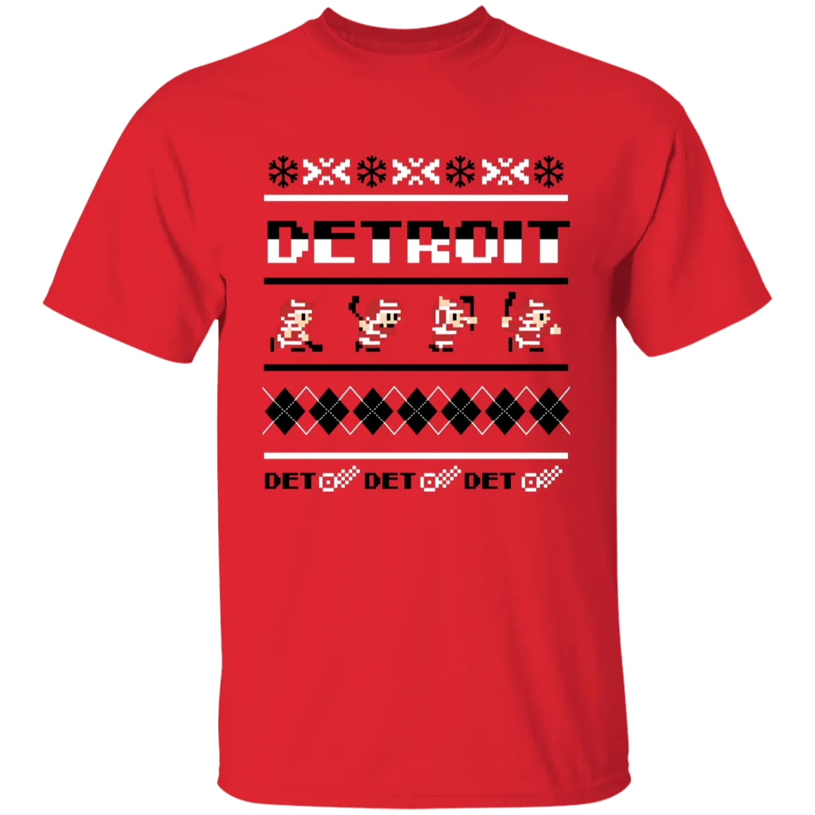 Detroit Hockey Sweater - Black + White Kids Unisex Classic T-Shirt
