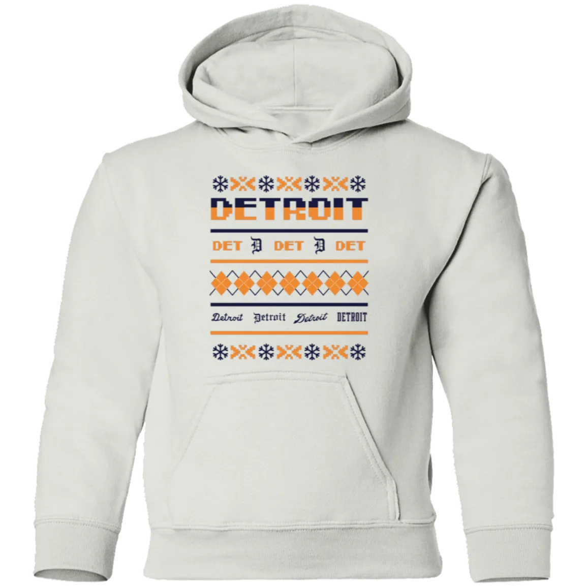 Detroit Baseball Sweater - Navy + Orange Kids Unisex Classic Hoodie