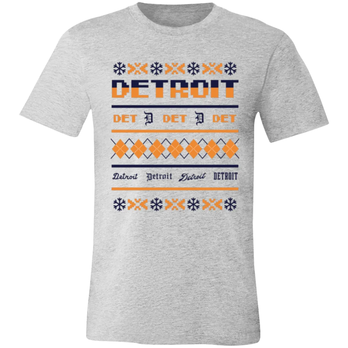 Detroit Baseball Sweater - Navy + Orange Unisex Classic T-Shirt