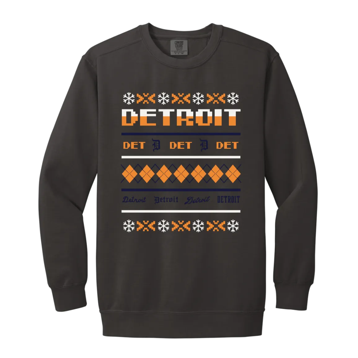 Detroit Baseball Sweater - Orange + White Vintage Wash Crewneck Sweatshirt