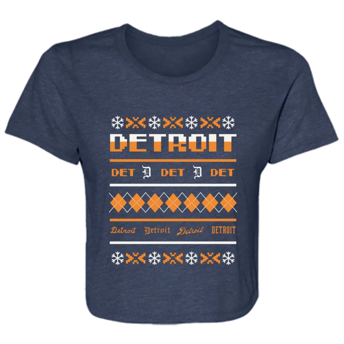 Detroit Baseball Sweater - White + Orange Flowy Cropped Tee