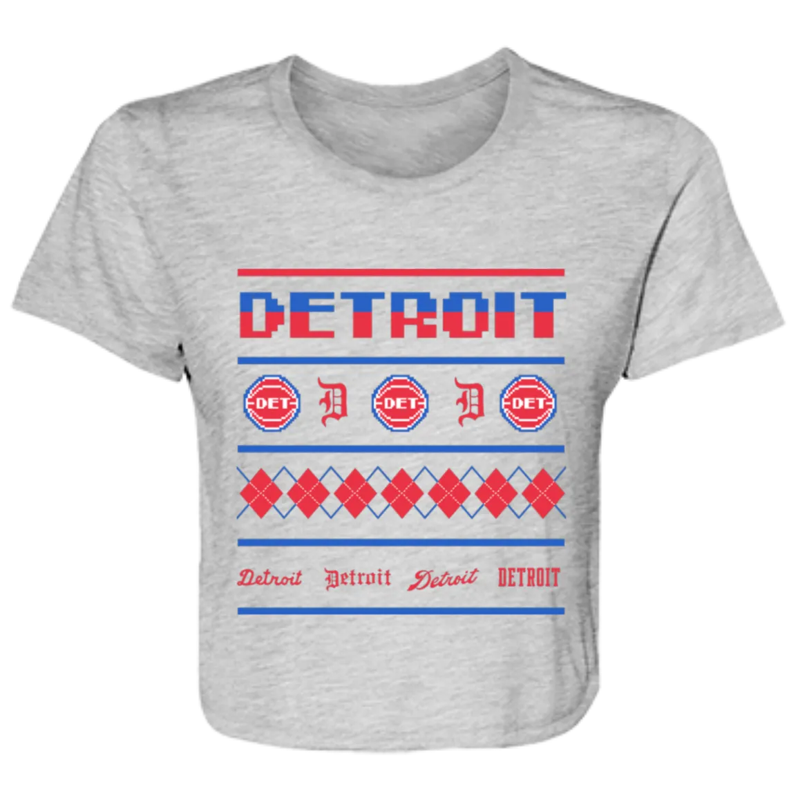 Detroit Basketball Sweater - Red Flowy Cropped Tee