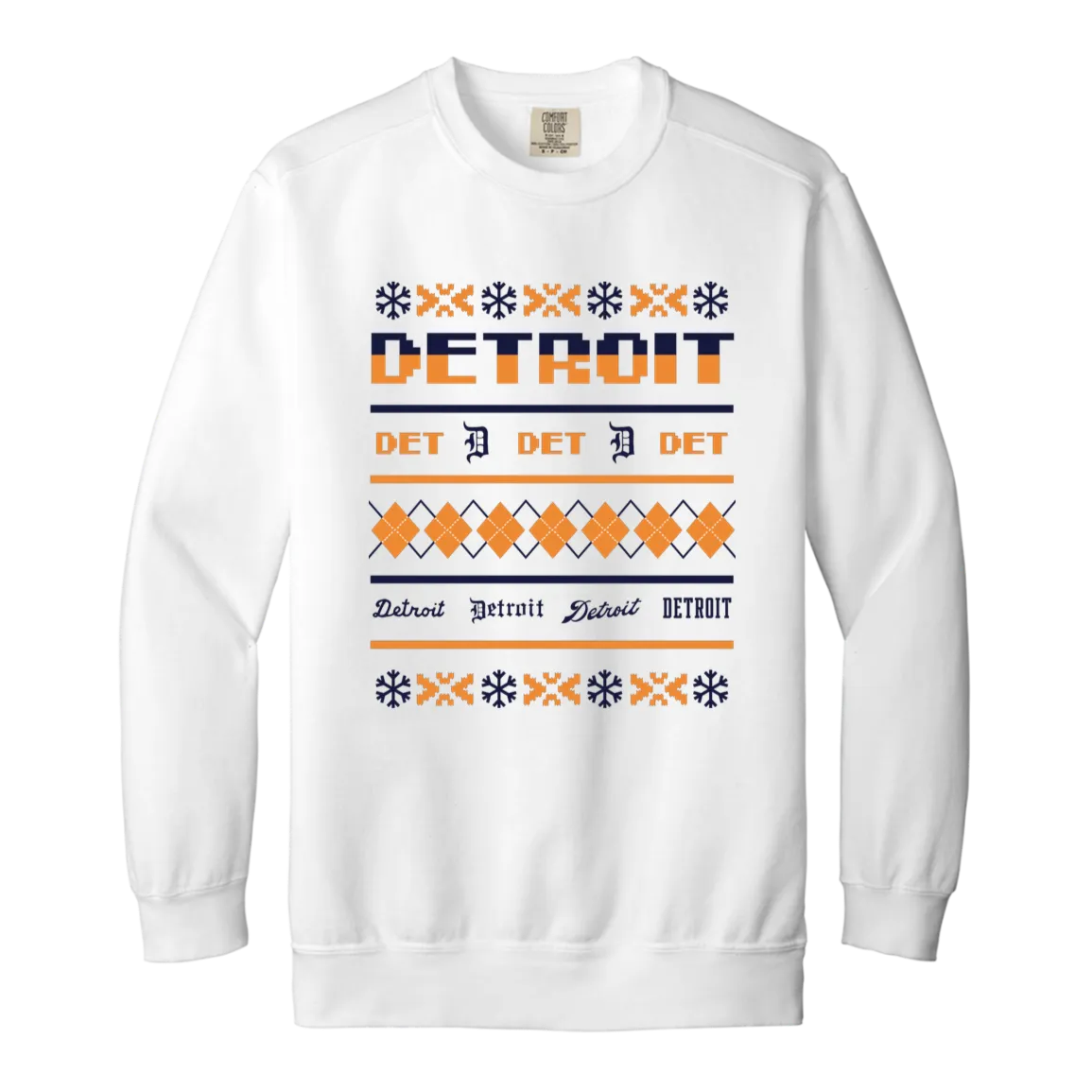 Detroit Baseball Sweater - Navy + Orange Vintage Wash Crewneck Sweatshirt
