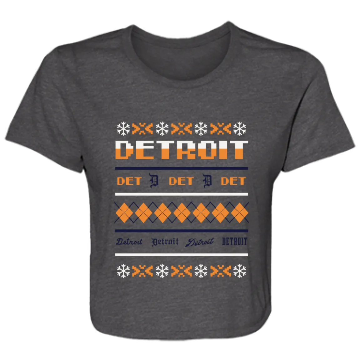 Detroit Baseball Sweater - Orange + White Flowy Cropped Tee