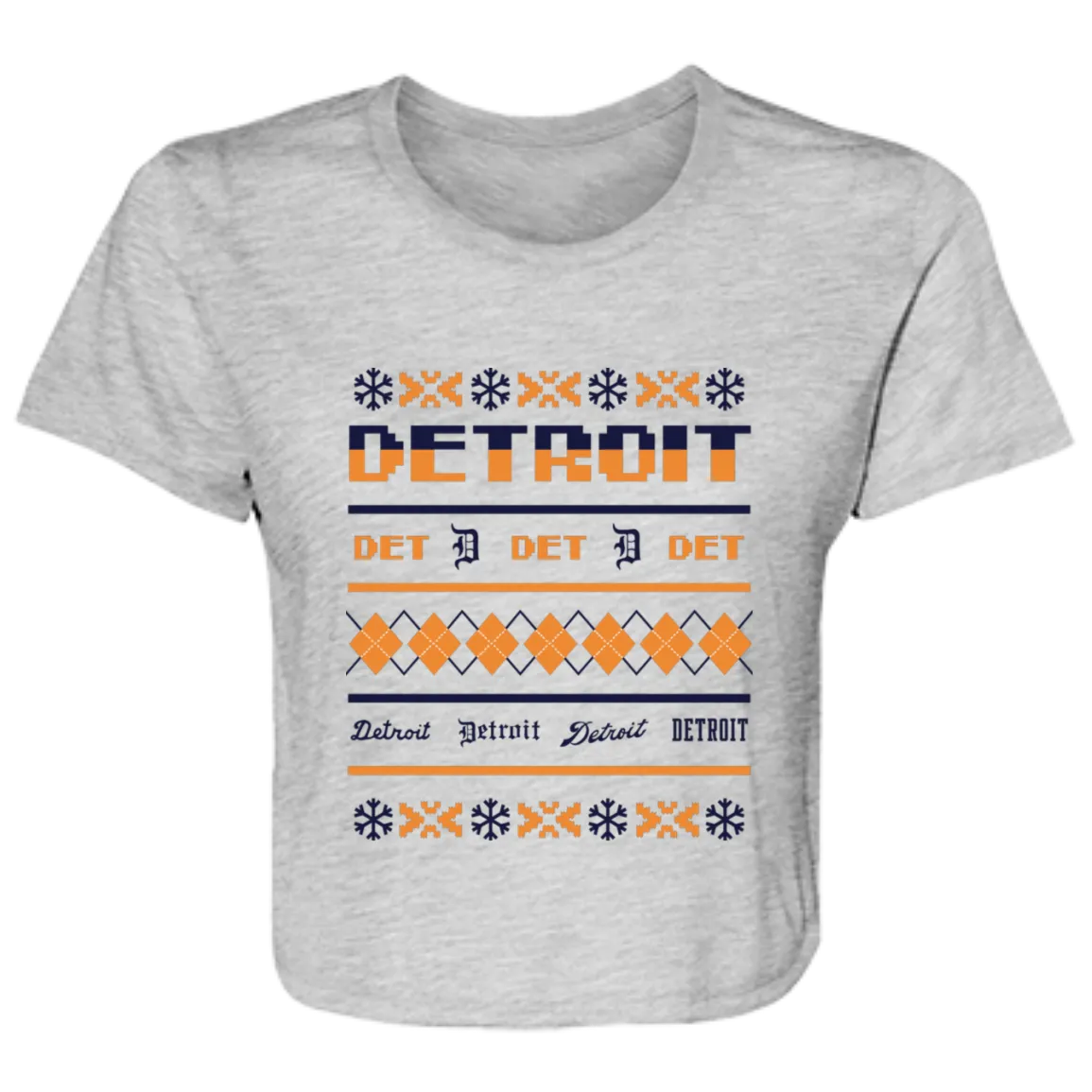 Detroit Baseball Sweater - Navy + Orange Flowy Cropped Tee