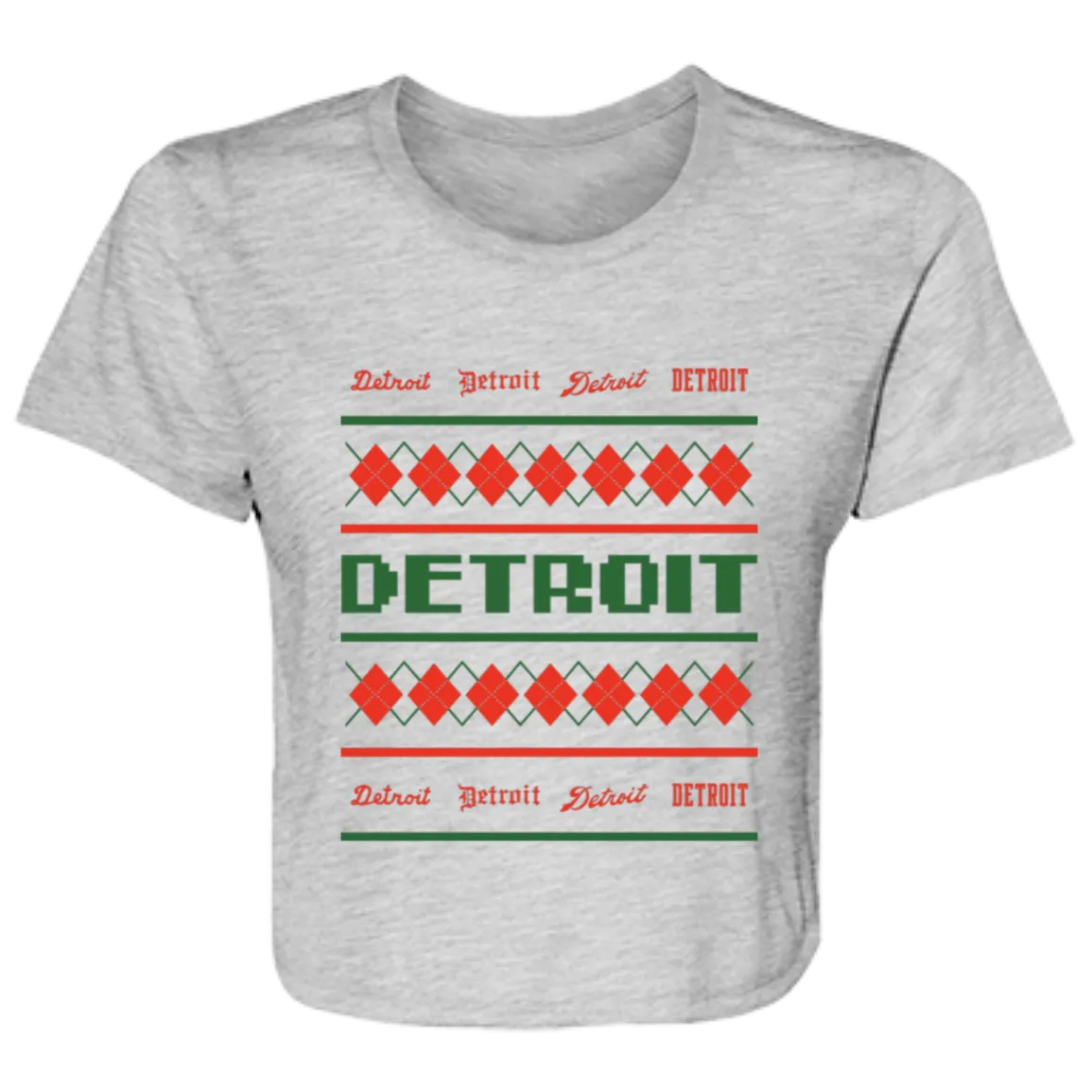 Detroit City Ugly Christmas Sweater Flowy Cropped Tee