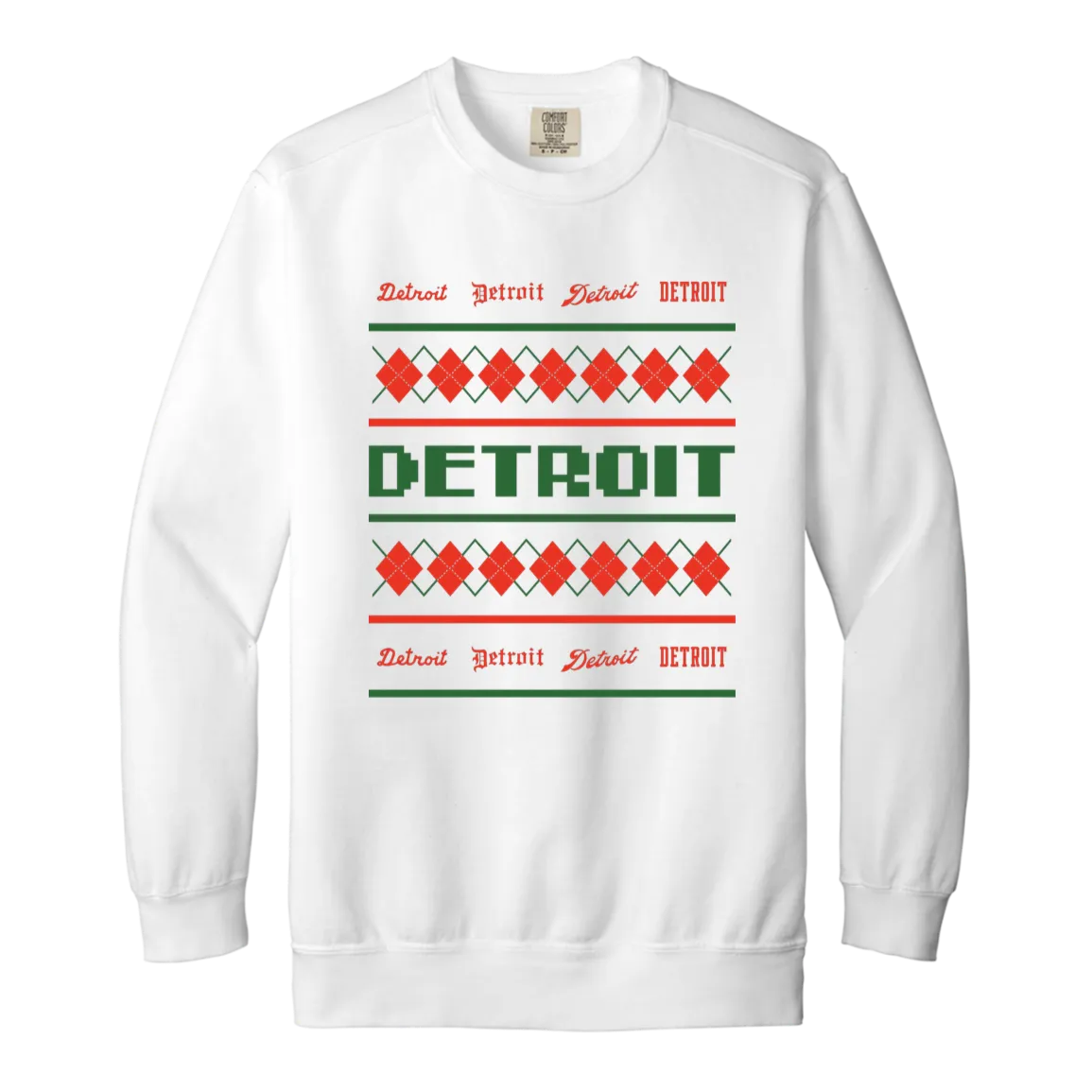 Detroit City Ugly Christmas Sweater Vintage Wash Crewneck Sweatshirt