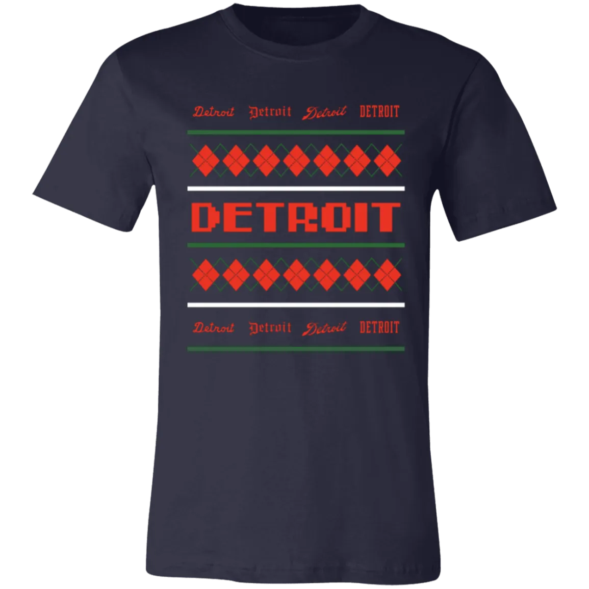 Detroit Ugly Christmas Sweater - Green + REd Unisex Classic T-Shirt