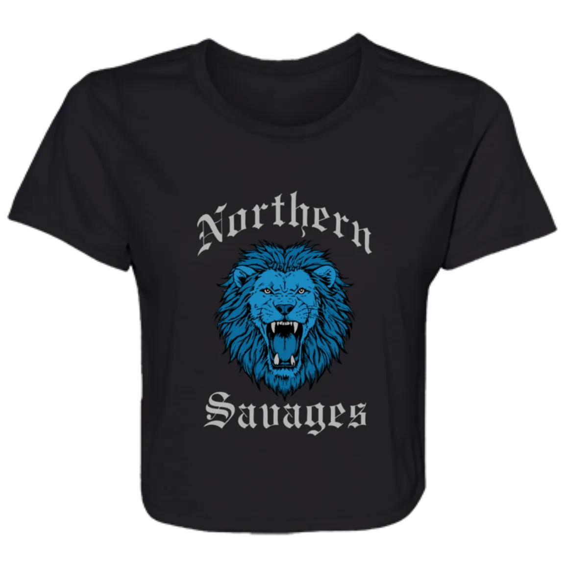 Northern Savages - Honolulu Blue + Silver Flowy Cropped Tee