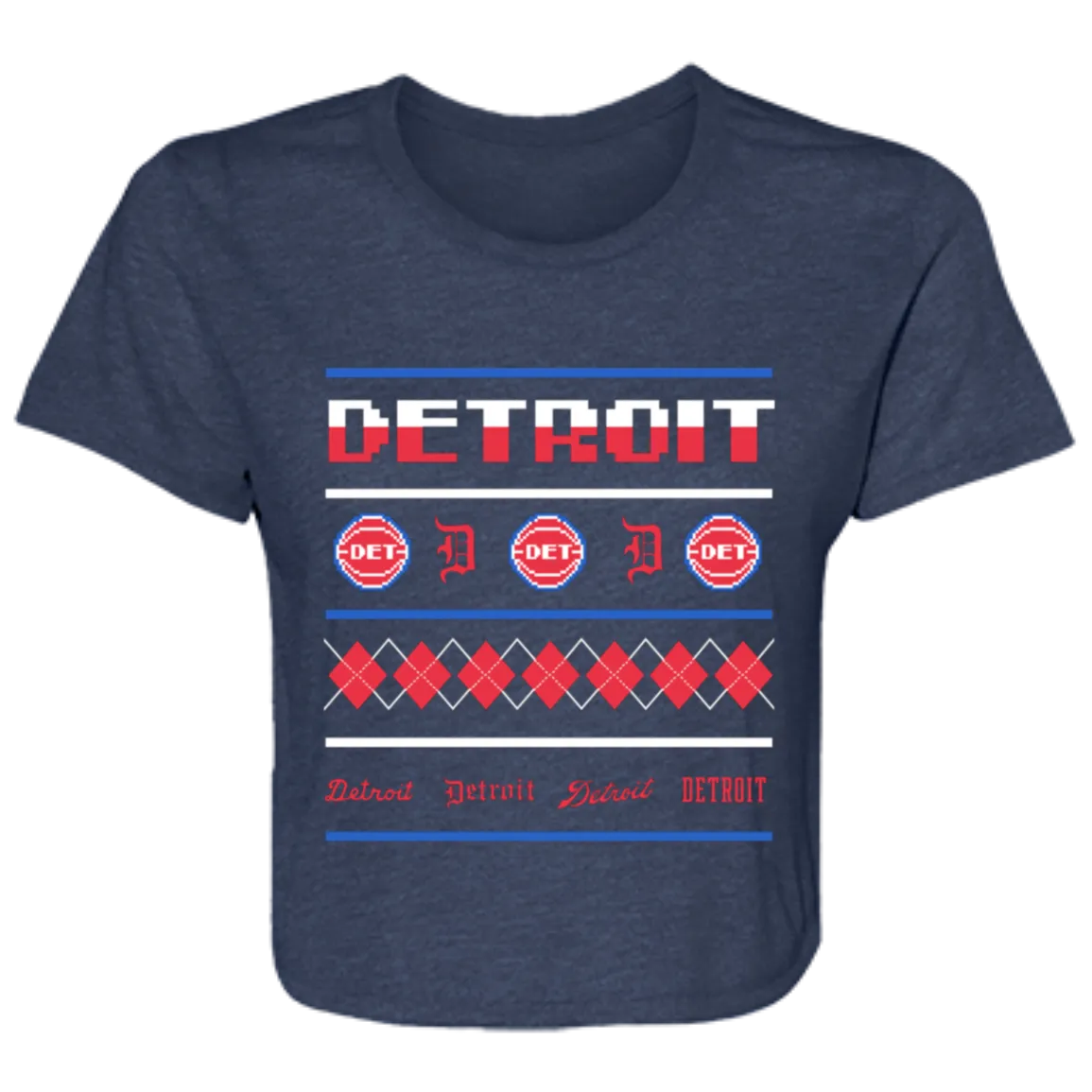 Detroit Basketball Sweater - White Flowy Cropped Tee
