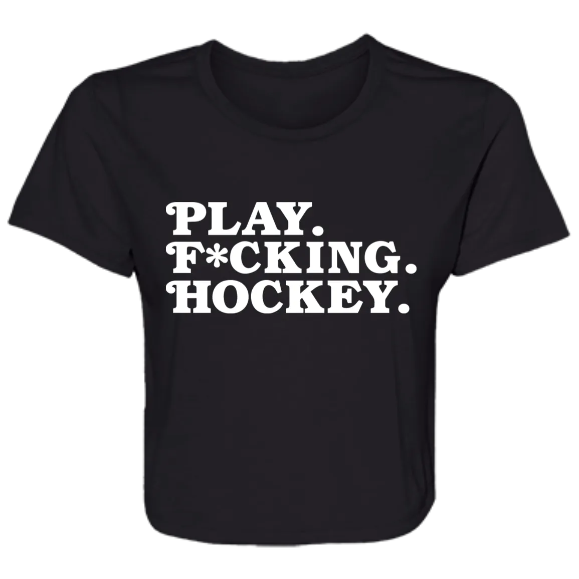 Play FKN Hockey - White Flowy Cropped Tee