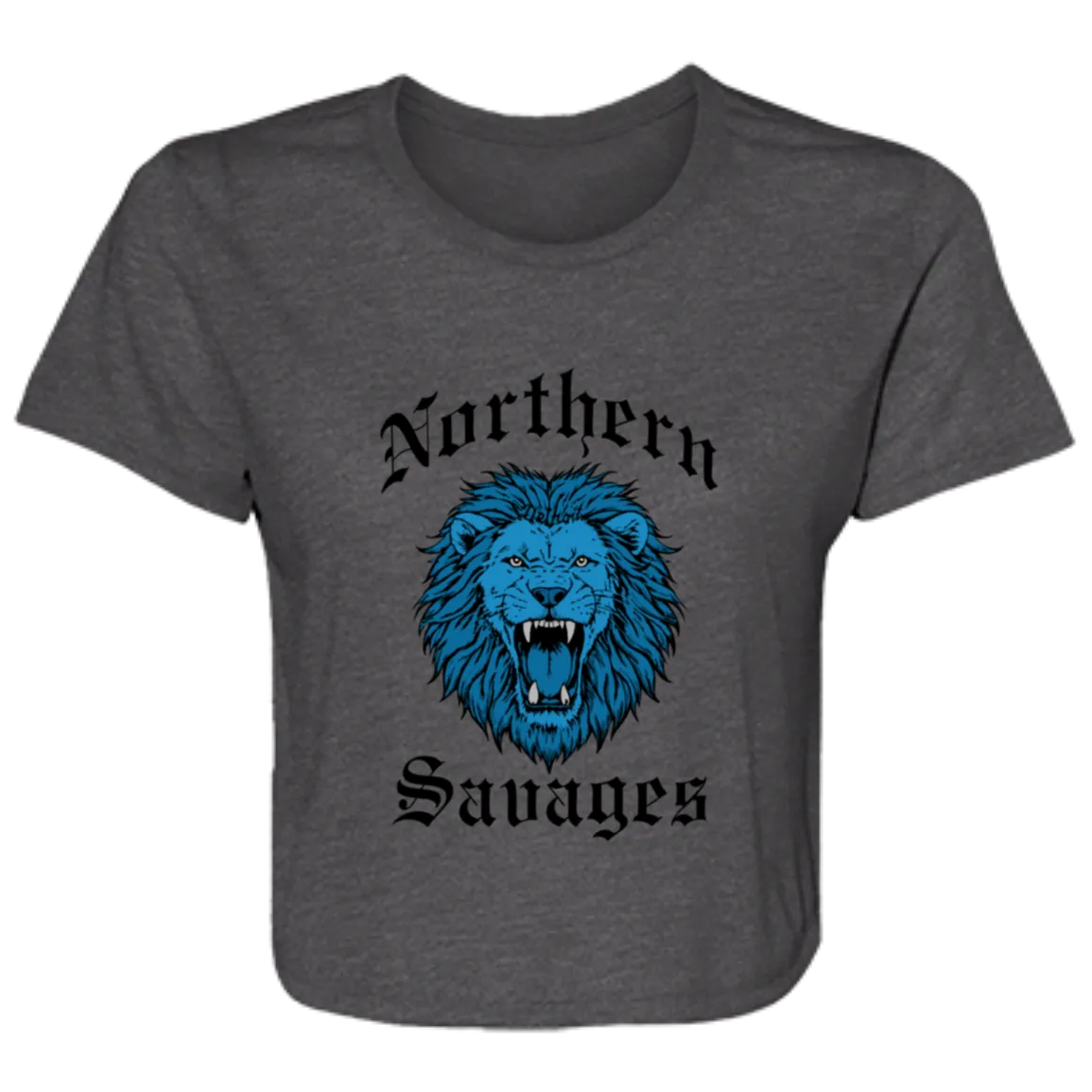 Northern Savages - Honolulu Blue + Black Flowy Cropped Tee